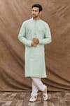 Buy Aham-Vayam Blue Cotton Mirror Embroidered Kurta Set at Aza Fashions Buy_Aham-Vayam_Blue Cotton Mirror Embroidered Kurta Set _at_Aza_Fashions