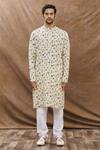 Buy_Aham-Vayam_Beige Cotton Floral Print Kurta Set_Online_at_Aza_Fashions
