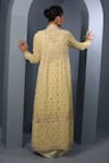Shop_Aditi Gupta_Yellow Blouse , Cape Georgette, Draped Skirt Set With Embroidered _at_Aza_Fashions