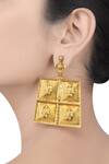 Shop_Masaba_Gold Plated Turtle Folk Tale Dangler Earrings_at_Aza_Fashions