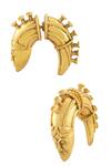 Masaba_Gold Plated Akan Mask Grip Stud Earrings_Online_at_Aza_Fashions