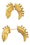 Buy_Masaba_Gold Plated Akan Mask Grip Stud Earrings_Online_at_Aza_Fashions