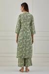 Shop_Musal_Green 100% Cotton And Chanderi Paisley Print V Neck Huron Kurta Palazzo Set _at_Aza_Fashions