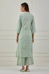 Shop Musal Green 100% Cotton And Chanderi Floral Print V Neck Erie Kurta Palazzo Set at Aza Fashions Shop_Musal_Green 100% Cotton And Chanderi Floral Print V Neck Erie Kurta Palazzo Set _at_Aza_Fashions