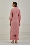 Shop Musal Pink 100% Cotton Striped Band Yajoa Print Kurta Pant Set at Aza Fashions Shop_Musal_Pink 100% Cotton Striped Band Yajoa Print Kurta Pant Set _at_Aza_Fashions