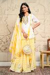 Buy_Yuvrani Jaipur_Yellow Silk Embroidery Zardozi Round Kurta Lehenga Set _at_Aza_Fashions