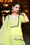 Yuvrani Jaipur_Green Silk Embroidery Geometric Leaf Neck Kurta Lehenga Set _at_Aza_Fashions