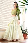 Buy_YUVRAANI JAIPUR_Ivory Silk Embroidery Chevron Asymmetric Print Lehenga With Blouse _Online_at_Aza_Fashions