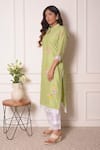 Shop_Surabhi Arya_Green Chiffon, Chanderi Silk Lace , Floral Applique Band Kurta Set_Online_at_Aza_Fashions