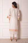 Shop_Surabhi Arya_White Organza, Chanderi Floral Applique Work V Neck Kurta Set_at_Aza_Fashions