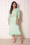 Buy_Surabhi Arya_Green Organza, Linen Thread Work Round Embroidered Tunic _at_Aza_Fashions