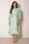 Shop_Surabhi Arya_Green Organza, Linen Thread Work Round Embroidered Tunic _Online_at_Aza_Fashions