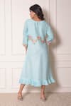 Shop_Surabhi Arya_Blue Linen Embroidered Thread Work Round Tunic _at_Aza_Fashions
