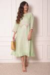Buy_Surabhi Arya_Green Organza, Linen Thread Work Round Embroidered Tunic_Online_at_Aza_Fashions