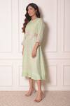 Shop_Surabhi Arya_Green Organza, Linen Thread Work Round Embroidered Tunic_Online_at_Aza_Fashions