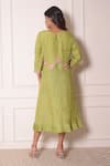 Shop_Surabhi Arya_Green Linen Embroidered Thread Work Round Tunic _at_Aza_Fashions