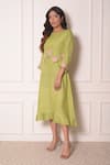 Shop_Surabhi Arya_Green Linen Embroidered Thread Work Round Tunic _Online_at_Aza_Fashions