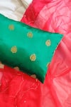 Buy_Raffinee_Blue Cotton Polyester Blend Embroidery Zari Cushion Cover_Online_at_Aza_Fashions