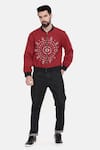 Buy_Mayank Modi - Men_Red Malai Cotton Embroidery Mandala Jacket _at_Aza_Fashions