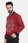 Shop_Mayank Modi - Men_Red Malai Cotton Embroidery Mandala Jacket _Online_at_Aza_Fashions