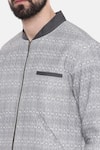 Mayank Modi - Men_Grey 100% Linen Printed Floral Jacket _at_Aza_Fashions