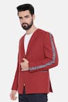 Shop_Mayank Modi - Men_Red Cotton/linen Printed Floral Blazer_Online_at_Aza_Fashions