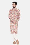 Buy_Mayank Modi - Men_Beige Cotton/linen Printed Floral Kurta Set _Online_at_Aza_Fashions
