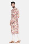 Shop_Mayank Modi - Men_Beige Cotton/linen Printed Floral Kurta Set _Online_at_Aza_Fashions