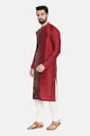 Shop_Mayank Modi - Men_Red Silk/chanderi Printed Floral Kurta Set _Online_at_Aza_Fashions