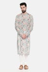 Buy_Mayank Modi - Men_Green Silk/muslin Printed Floral Kurta Set  _at_Aza_Fashions