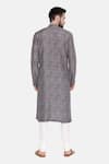 Shop_Mayank Modi - Men_Blue Bemberg Linen Printed Geometric Kurta Set  _at_Aza_Fashions