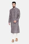 Buy_Mayank Modi - Men_Blue Bemberg Linen Printed Geometric Kurta Set  _Online_at_Aza_Fashions