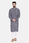 Buy_Mayank Modi - Men_Blue Bemberg Linen Printed Floral Kurta Set  _at_Aza_Fashions