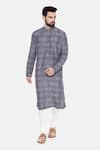 Buy_Mayank Modi - Men_Blue Bemberg Linen Printed Floral Kurta Set  _Online_at_Aza_Fashions