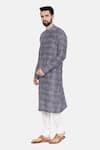 Shop_Mayank Modi - Men_Blue Bemberg Linen Printed Floral Kurta Set  _Online_at_Aza_Fashions