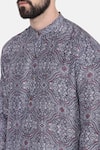 Mayank Modi - Men_Blue Bemberg Linen Printed Floral Kurta Set  _at_Aza_Fashions