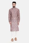 Buy_Mayank Modi - Men_Red Silk Chanderi Printed Floral Kurta Set _Online_at_Aza_Fashions