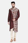 Buy_Mayank Modi - Men_Brown Silk/chanderi Printed Floral Kurta Set  _at_Aza_Fashions