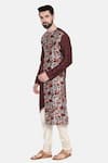 Shop_Mayank Modi - Men_Brown Silk/chanderi Printed Floral Kurta Set  _Online_at_Aza_Fashions