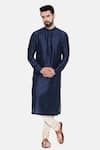 Buy_Mayank Modi - Men_Blue Silk And Cotton Slub Embroidery Mukaish Work Kurta & Churidar Set _at_Aza_Fashions