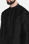 Mayank Modi - Men_Black Silk And Cotton Slub Embroidery Mukaish Work Kurta & Churidar Set  _at_Aza_Fashions