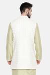 Shop_Mayank Modi - Men_Ivory Silk Chanderi Embroidery Thread And Sequin Long Jacket _at_Aza_Fashions