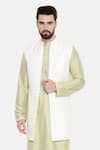 Buy_Mayank Modi - Men_Ivory Silk Chanderi Embroidery Thread And Sequin Long Jacket _Online_at_Aza_Fashions