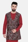 Buy_Mayank Modi - Men_Brown Silk Chanderi Floral Modi Jacket _Online_at_Aza_Fashions