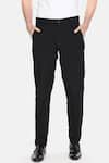 Shop_Mayank Modi - Men_Black Malai Cotton Trousers  _at_Aza_Fashions