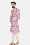 Shop_Mayank Modi - Men_Pink 100% Linen Digital Sherwani With Churidar _Online_at_Aza_Fashions