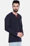 Mayank Modi - Men_Blue Malai Cotton Short Kurta  _Online_at_Aza_Fashions