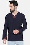 Buy_Mayank Modi - Men_Blue Malai Cotton Short Kurta  _Online_at_Aza_Fashions