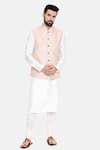 Buy_Mayank Modi - Men_Pink Silk Chanderi Embroidery Sequin And Thread Bundi _at_Aza_Fashions