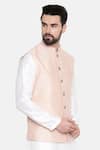 Mayank Modi - Men_Pink Silk Chanderi Embroidery Sequin And Thread Bundi _Online_at_Aza_Fashions